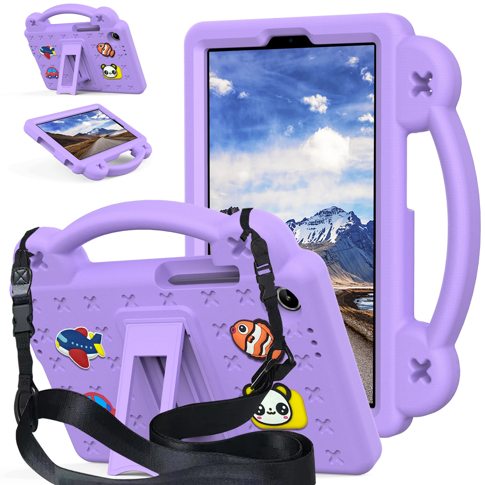 حافظة طاولة EVA + PC لهاتف Lenovo Tab One 8.7 " 2025 K9 8.7" TB305FU TB305XU غطاء مسند مضاد للانزلاق مع أحزمة كتف #5