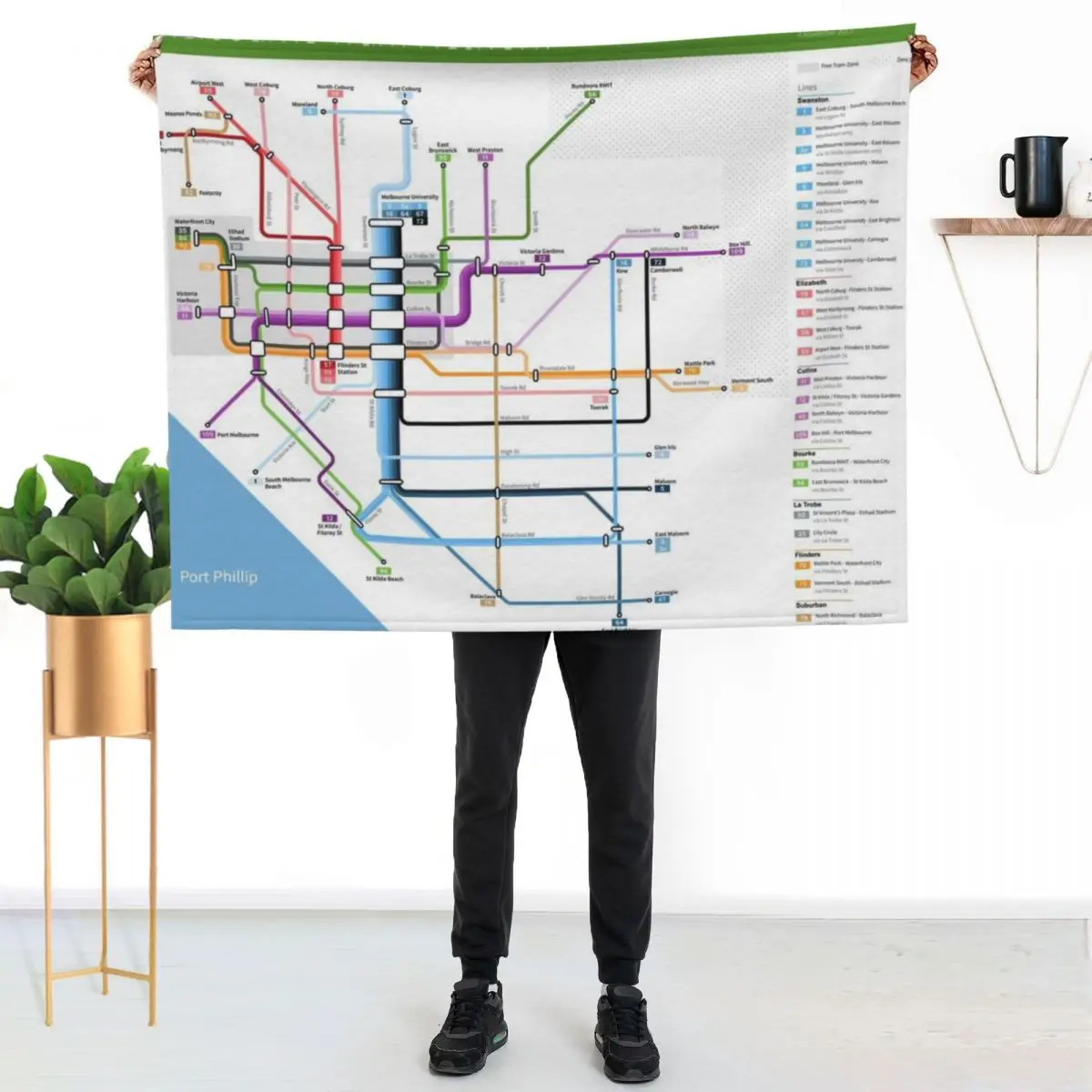 Melbourne Tram Network Map Throw Blanket Picnic Decoratives Heavy Large Beach halloween Blankets