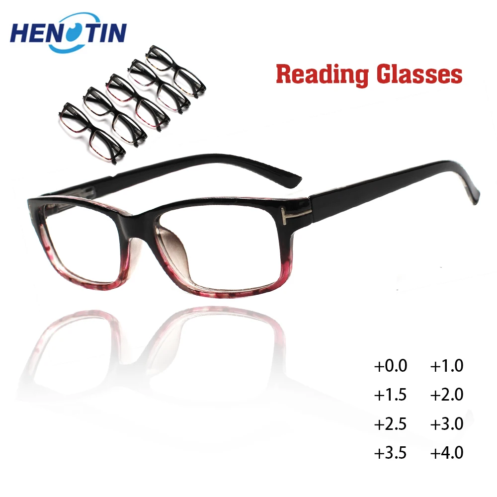 

Henotin Reading Glasses Anti Blue Light Glasses Men Women With Spring Hinge Fashion Eyepieces For Reading +0+1.0+2.0+3.0+4.0