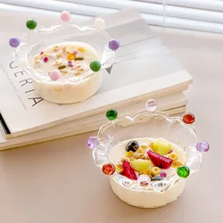 Creative Crown Glass Bowl Fruit Plate Dish Snack Candy Cake Bowl Ice Cream Cup Dessert Large Capacity Clear Glass