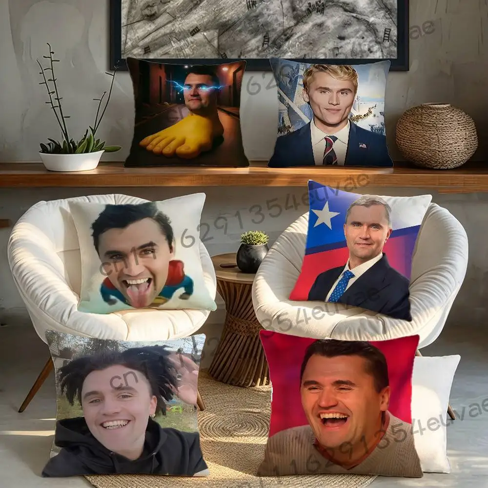 Funny C-Charlie Kirk Meme Pillow Case Pillowcase, Double-sided Printed, Sofa Cushion, Bedroom Headboard Pillow