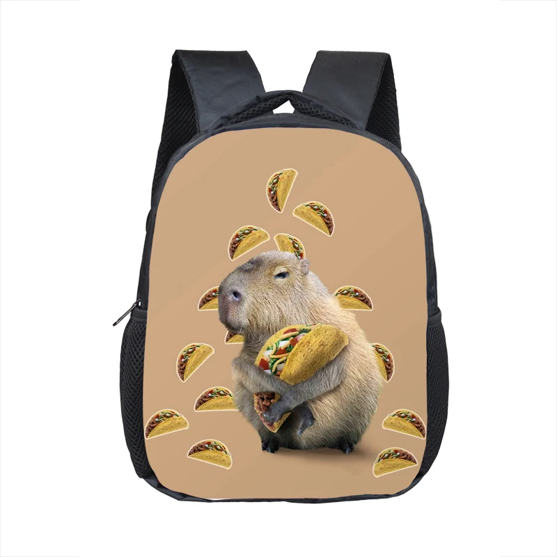 Mochila con estampado de animales Capybara para niños, bolsa de jardín de infantes para niños, mochila escolar para bebés, bolsa de viaje, 16 pulgadas