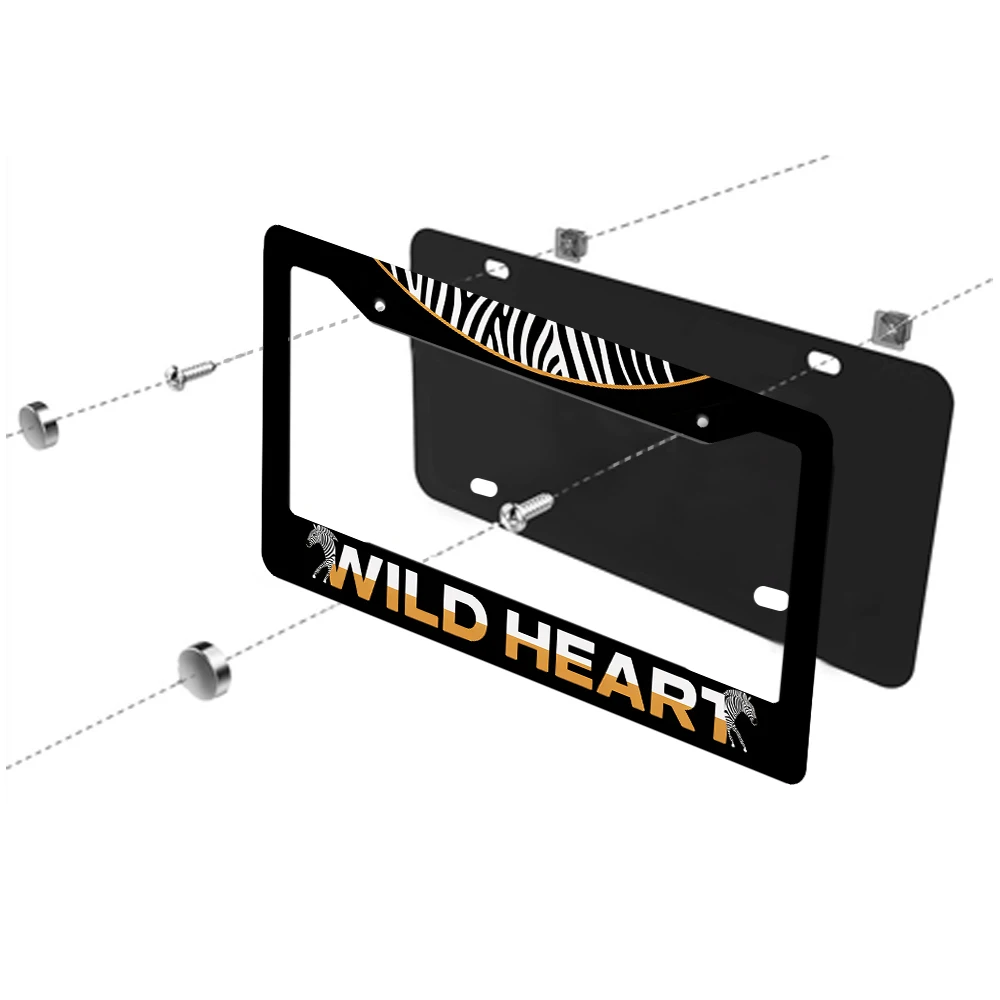 1 قطعة أبيض وأسود زيبرا نمط 2 حفرة إطار لوحة الترخيص ، مادة الألومنيوم ، 6x12 بوصة ، مع مجموعة المسمار ، سيارة الجدة الرجعية