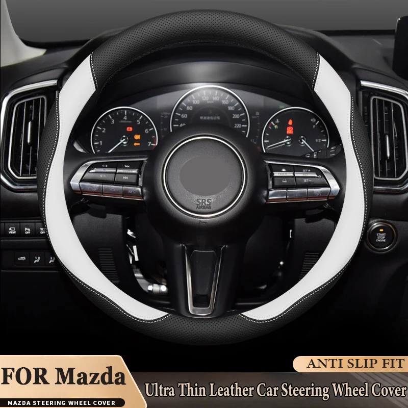 

For Mazda 3 Axela CX-5 CX-4 Atenza CX-30 CX-50 O Type Car Steering Wheel Cover Ultra Thin Leather Anti Slip Auto Accessories
