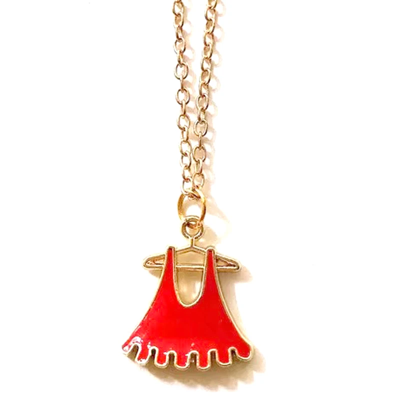 Enamel Color Girl Skirt Dress Necklace Metal Gold Choker Chain Dress Pendant Necklace Fashion Women Costume Jewellery Handmade