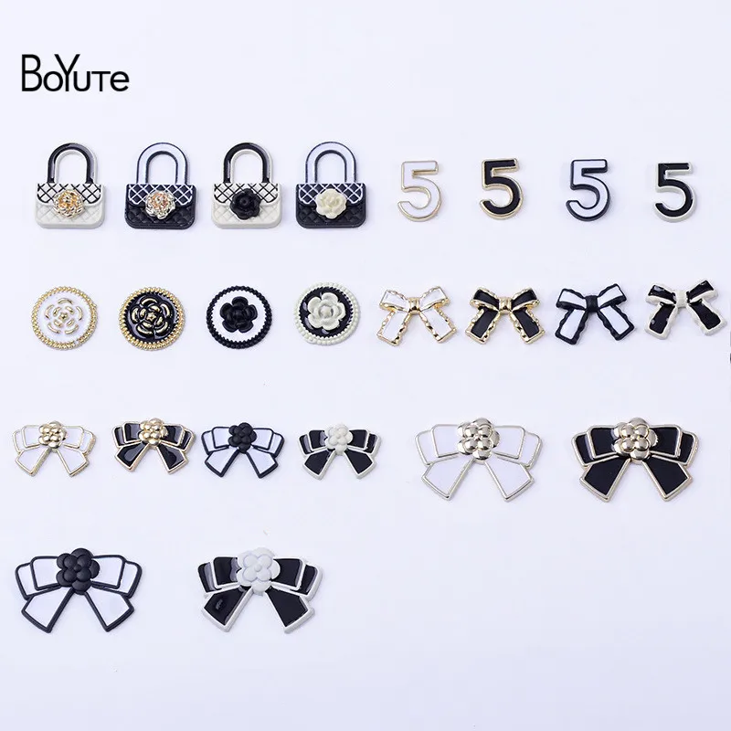 BoYuTe (10 Pieces/Lot) Enamel Bow-knot Flower Handbag Materials Factory Direct Supply New Diy Alloy Jewelry Accessories