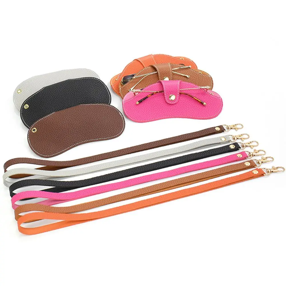 Storege Case Female Hanging Neck Wrist With Buckle Eyewear Protector Eyewear Pouch Sunglasses Pouch PU Leather Glasses Case