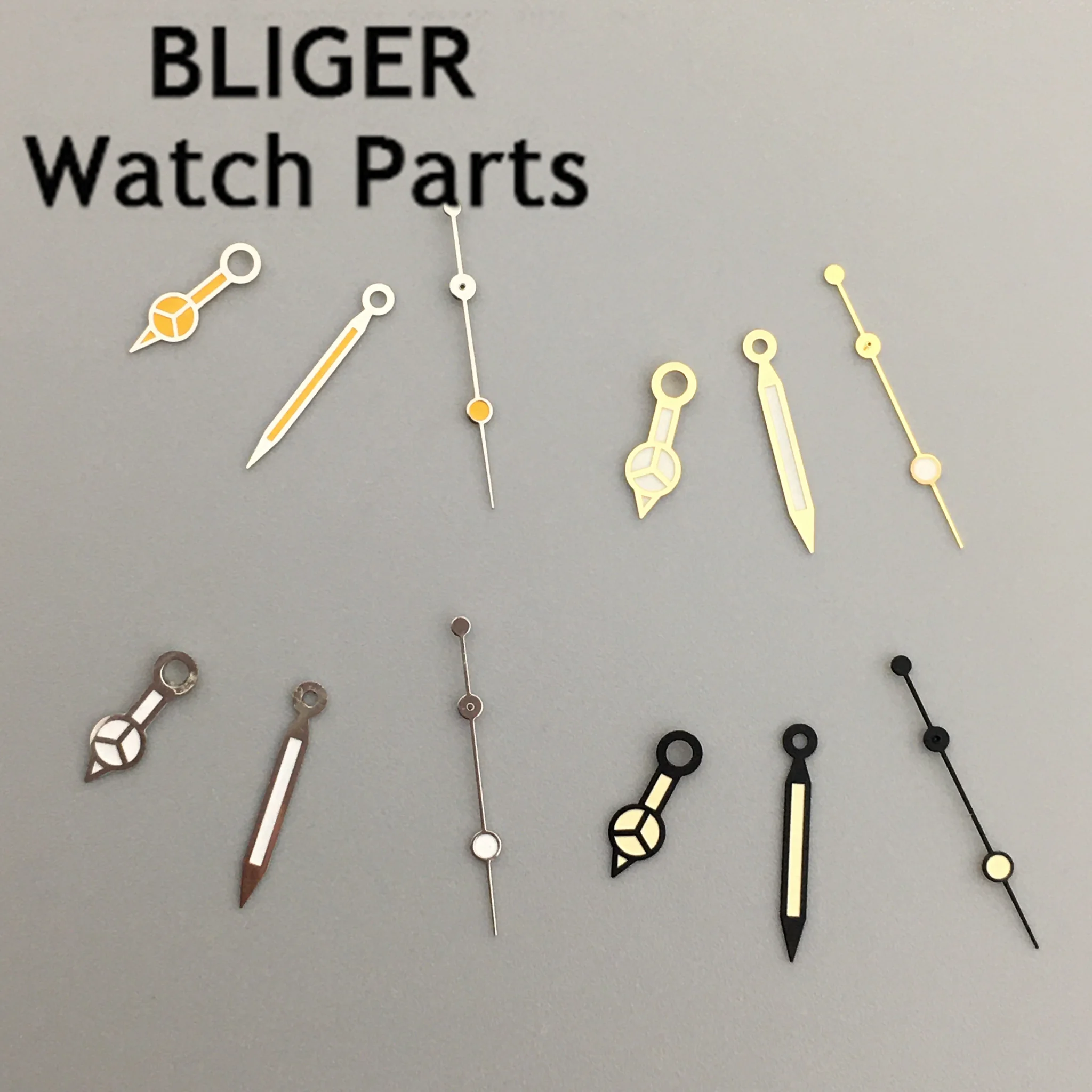 BLIGER silver gold black watch hands green luminous fit NH35 NH36 ETA 2824 2836 Miyota 8205 8215 821A Mingzhu 2813 3804 movement