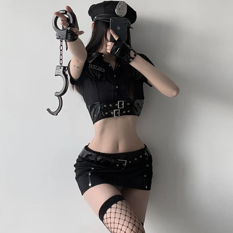 Women Sexy Lingerie Police Uniform Erotic Female Cop Sheath Dress Porn Policewoman Role Play Costume Cosplay Adult Underwear Set