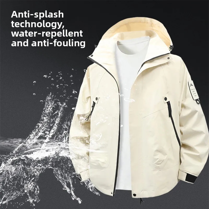 

2025 Waterproof Outdoor Hooded Coat Autumn Men's Hiking Jackets Sports Military European Size M-5XL Field Climbing Thin Outwear