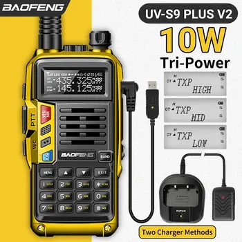 Baofeng-デュアルバンドトランシーバー,USB充電器,ハンドヘルド,Uv 5r,双方向ラジオ,長さ16 km,s9 plus v2,10W