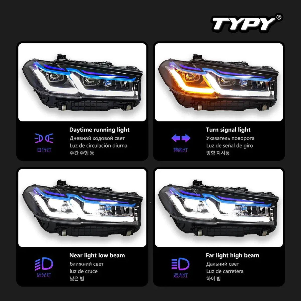 

TYPY Новый светодиодный налобный фонарь, модифицированный для BMW 5 серии G30 G38, фара 2017-2020, динамический сигнальный налобный фонарь, автоаксессуары