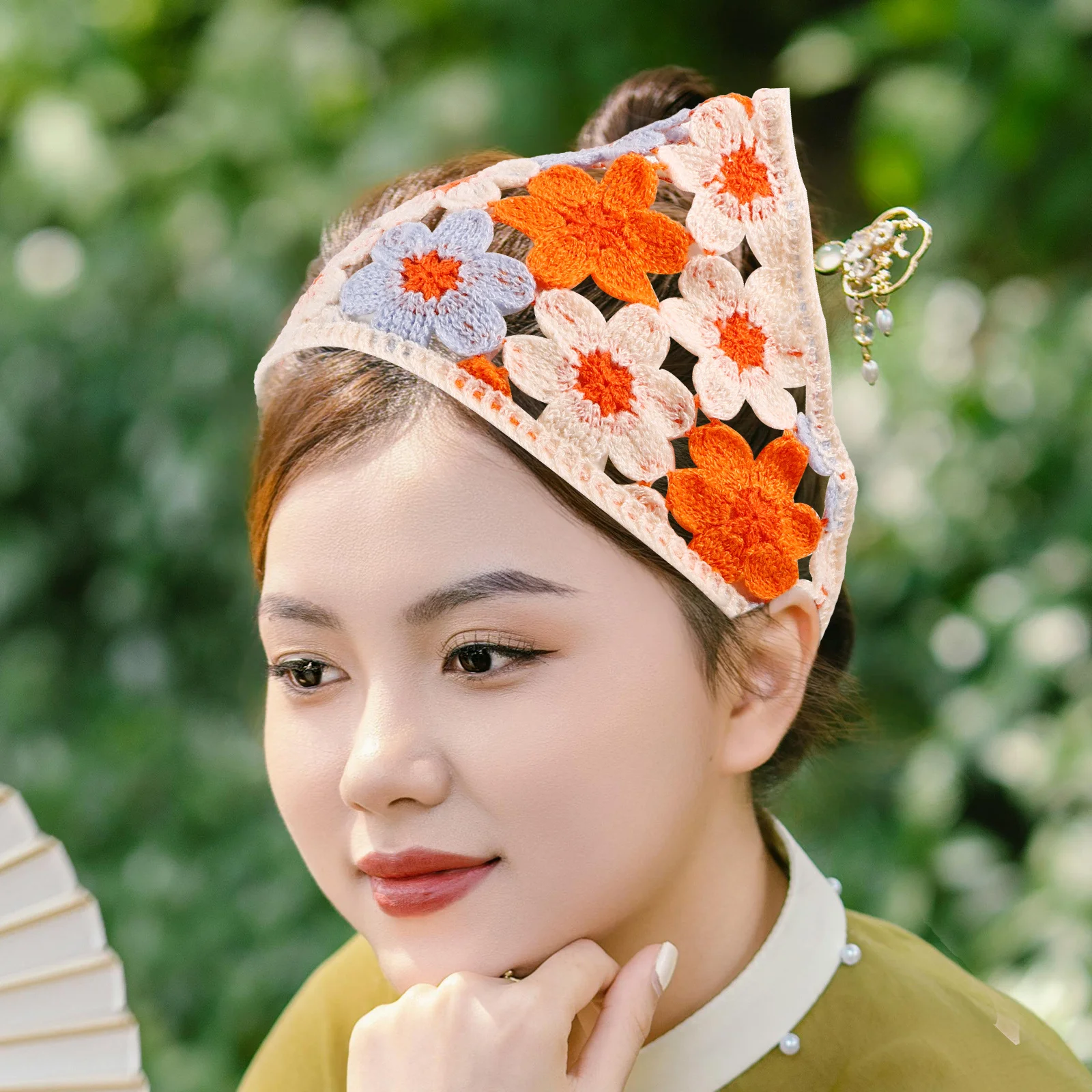 

Breathable Flower Crochet Headband Cotton Bandana for Women Hair Scarf Daily Casual Outdoor Accessories Bandana for Hair