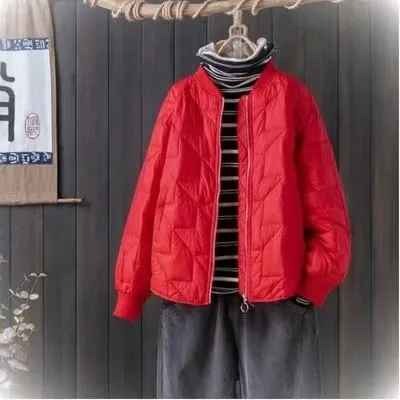 

Lightweight Cotton down Jaet Women's Winter Casual Thin Sle Warm Pure Color Large Size Zipper Closure ort Coat