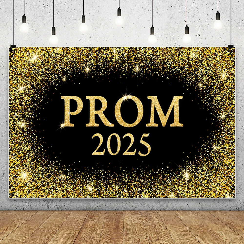 Graduation Party 2025 Gold Black Photography Background Bachelor Cap Prom Decorative Banner Photo Backdrop Photo Studio Props