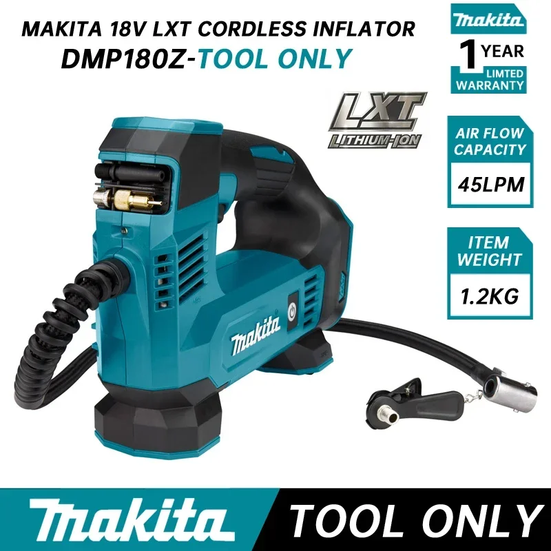 MAKITA DMP180Z 18V Lithium-Ion Cordless Inflator Bare Tool For Car Portable Tyre Inflator Electric Motorcycle Pump Air Inflator