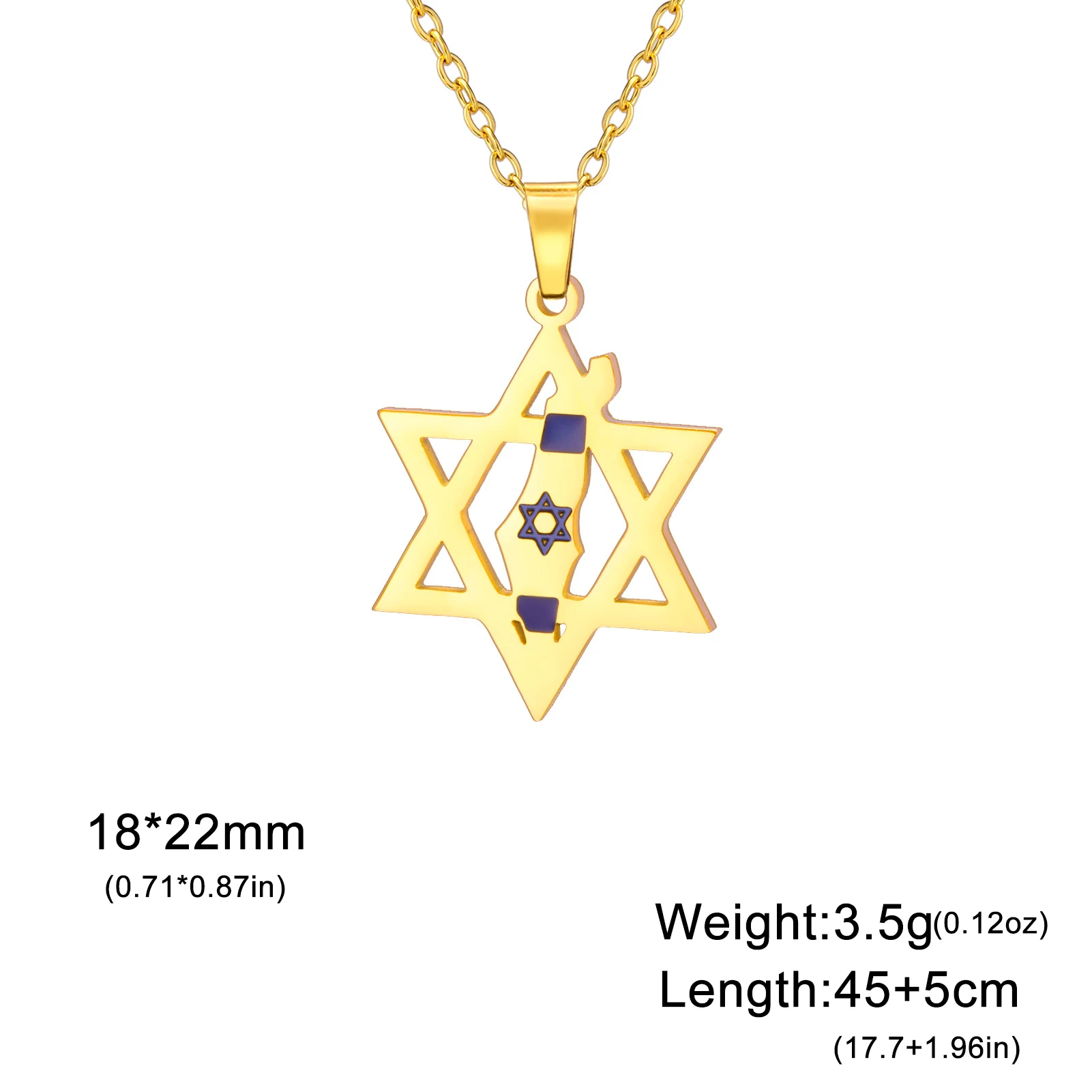 Lucktune إسرائيل خريطة نجمة داود قلادة قلادة الفولاذ المقاوم للصدأ المرأة قلادة خمر الذهب اللون المجوهرات اليهودية هدية حفلة