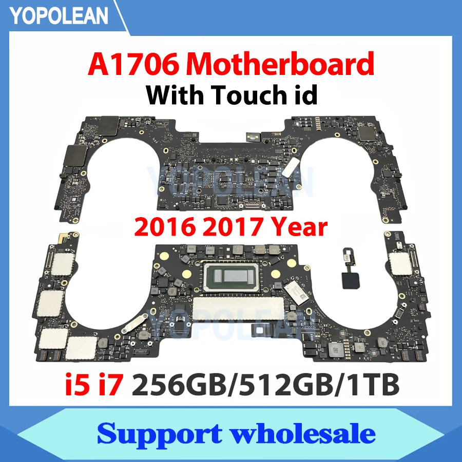 Original Laptop A1706 Motherboard with Touch id For MacBook Pro 13