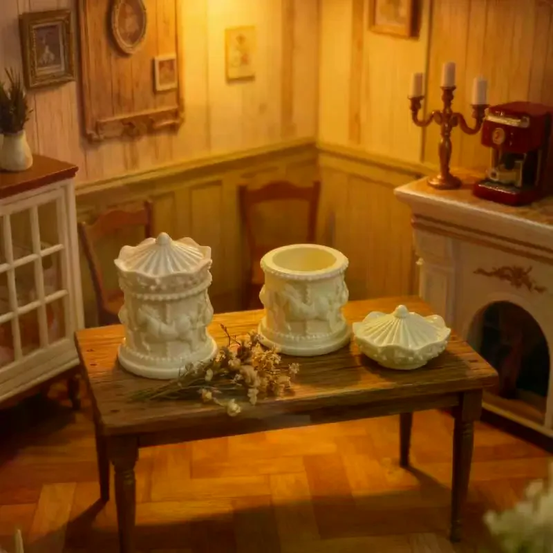 Carrousel Miniature pour maison de poupée, 1 pièce, Mini boîte de rangement, modèle d'accessoires pour maison de poupée, mallette de rangement pour café, jouet de décoration pour la maison