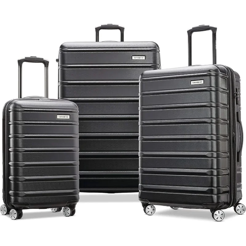 Samsonite Omni 2 Hardside Expandable Luggage with Duel Spinner Wheels, Midnight Black, 3-Piece Set (CO/MED/LG)