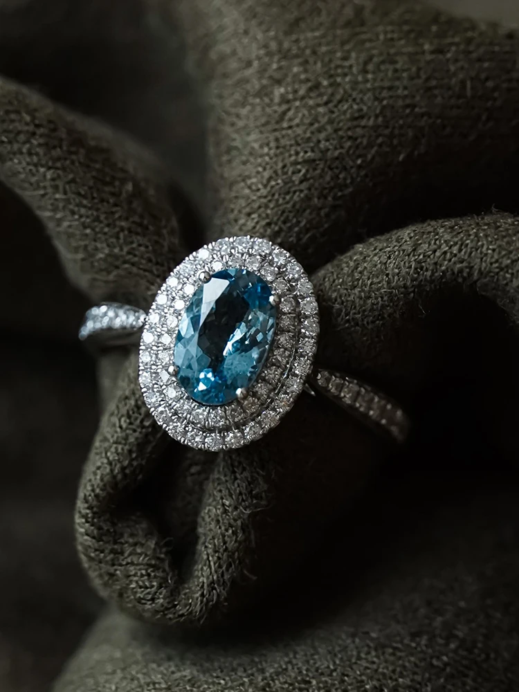 

S925 Sterling Silver Women's Ring Navy Blue Oval Zirconia Gorgeous Luxury Women's Jewelry for Daily Wear Holiday Party Gifts