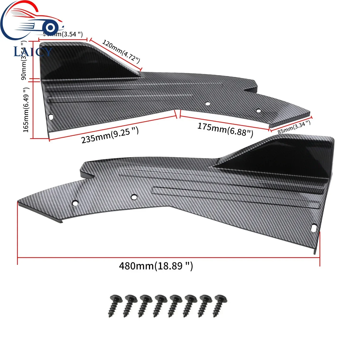 LAICY For Acura TL ILX TLX TSX Car Rear Bumper Spoiler Lip Splitter Diffuser Body Kit Side Skirt Protector Covers Glossy Black