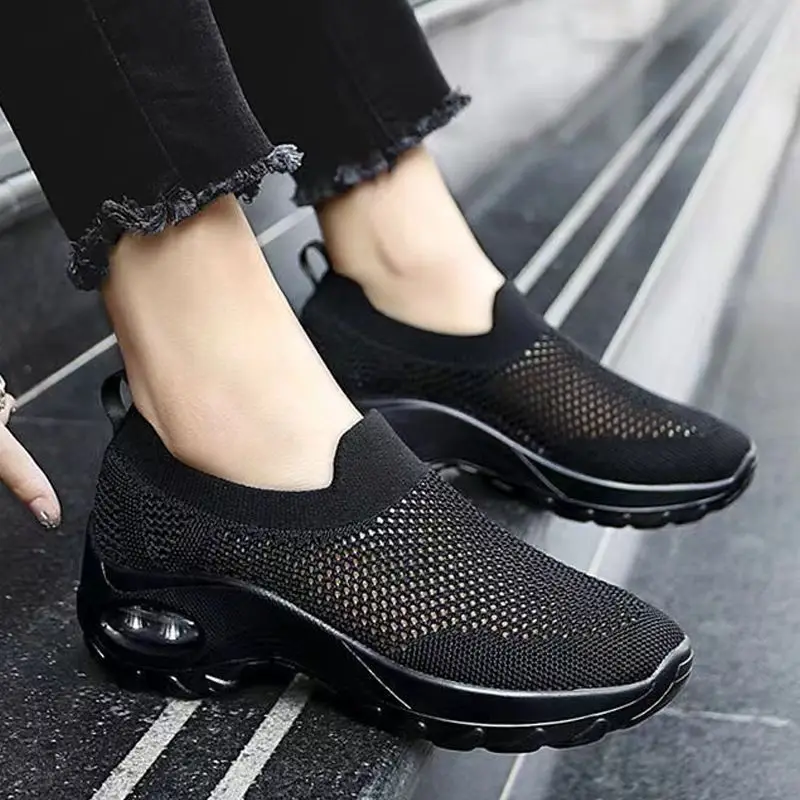 

Anti Slip Rocker Shoes Women Summer Breathable Mesh Sneakers Wear Resistant Soft Bottom Comfortable Casual Walking Shoes