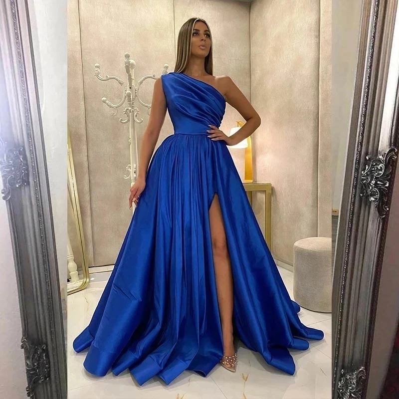 

ANGELSBRIDEP One-Shoulder Sexy Long Evening Dresses Side Split Floor-Length Vestidos de festa Formal Prom Party Gowns HOT