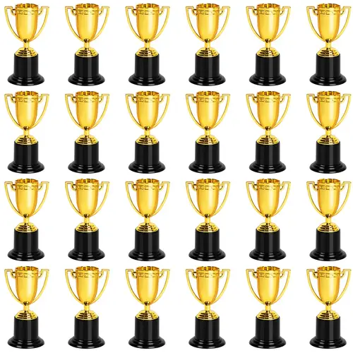 Mini trofeo de premio de oro de 24 piezas para niños y adultos, trofeos de plástico de 4 pulgadas para deportes, recuerdos de fiesta, torneos, competición