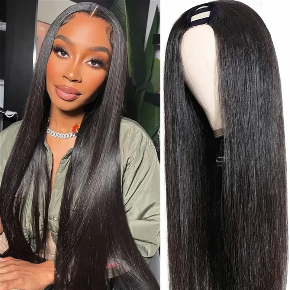 

Straight V Part Human Hair Wigs Brazilian Upgrade No Glue No Leave Out Beginner Friendly Density180 V Part Straight Glueless Wig