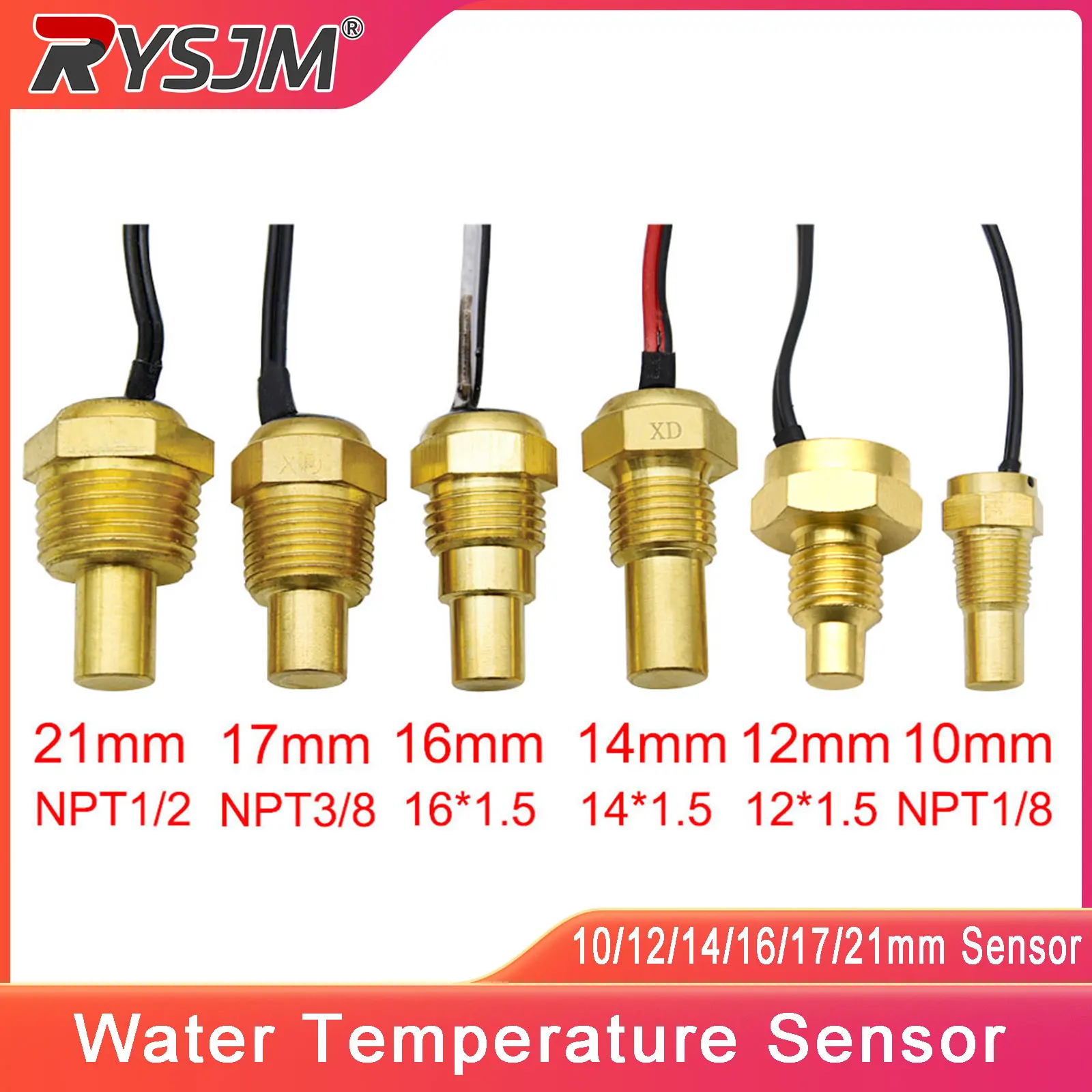 12V 24V Car Water Temp Sensor 12*1.5 14*1.5 16*1.5 NPT3/8 Water Temp Sensor 10MM 12MM 14MM 16MM 17MM 21MM Water Temp Sensor