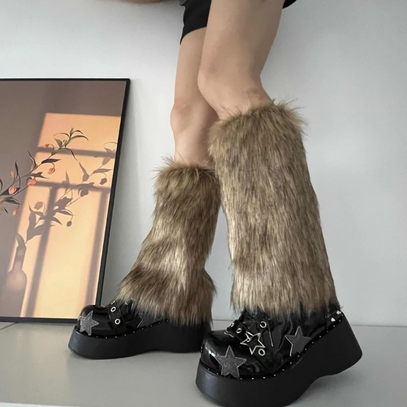 Women's Faux Furs Leg Warmers Sexy Furry Fuzzy Leg Warmers Soft Boot Cuffs Cover