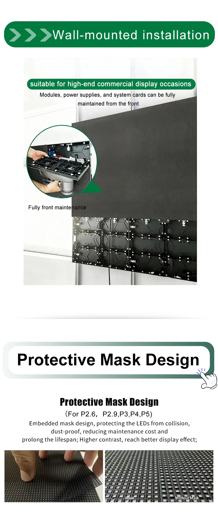 Full Color LED Indoor LED Display P125 P153 P186 P2 P25 Indoor Fixed LED Screen Display for Sports Bars Restaurant During 2026