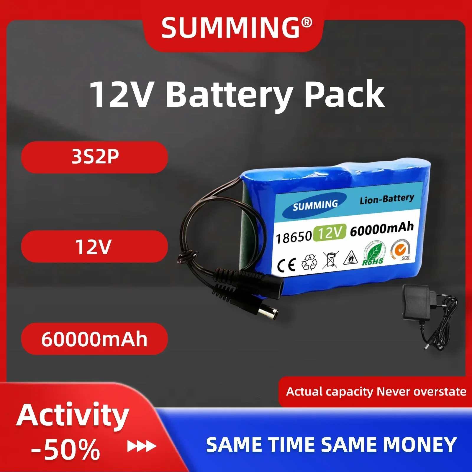 12V 12Ah 3S2P Replacement Rechargeable Battery Pack For RC Crawler Toy Off-road Car
