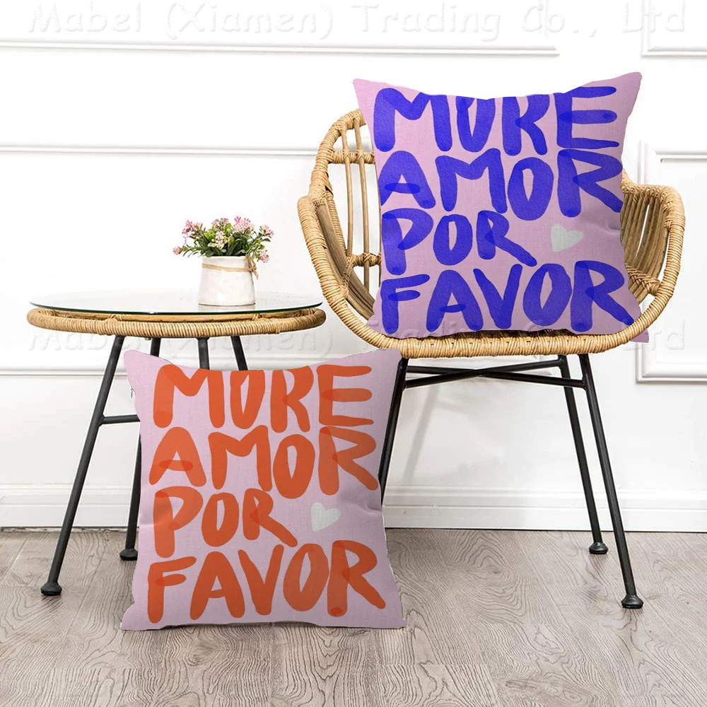 

More Amor Por Favor Love Quote Pillowcases Home Bedding Decorative Pillow Cover Wedding Super Soft Pillow Case