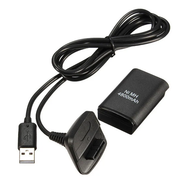 2Pcs 4800mAh Rechargeable Battery With 1 Charging Cable for Xbox 360 Gamepad Batteries Wireless Controller Battery Wholesale