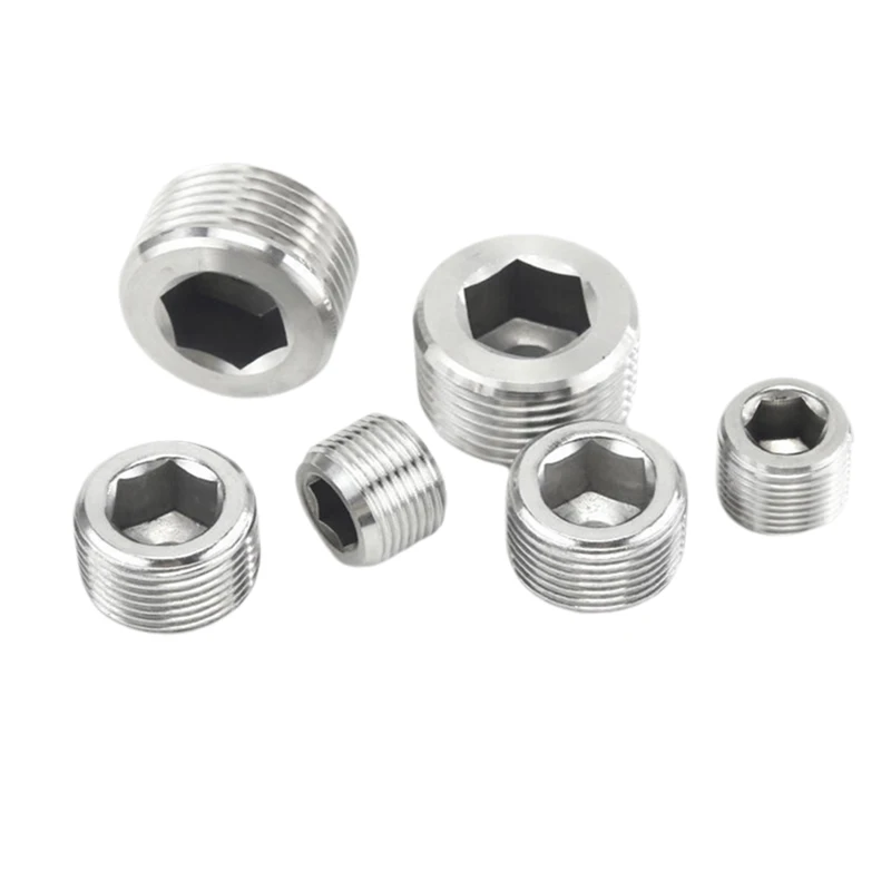 

10Pcs 304 stainless steel hexagon socket plug oil plug 1/8 1/4 3/8 1/2 3/4 1 BSP external thread countersunk end plug