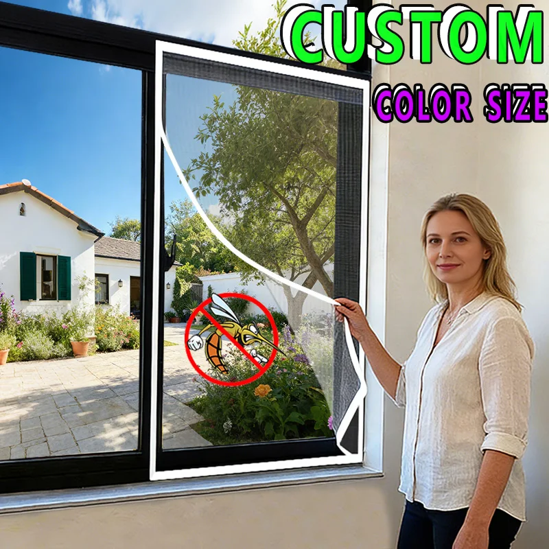 Window Screen Net for Proof Mosquito Tulle Mesh Custom Size Invisible No Punching Detachable Fiberglass Against Mosquitoes Flies