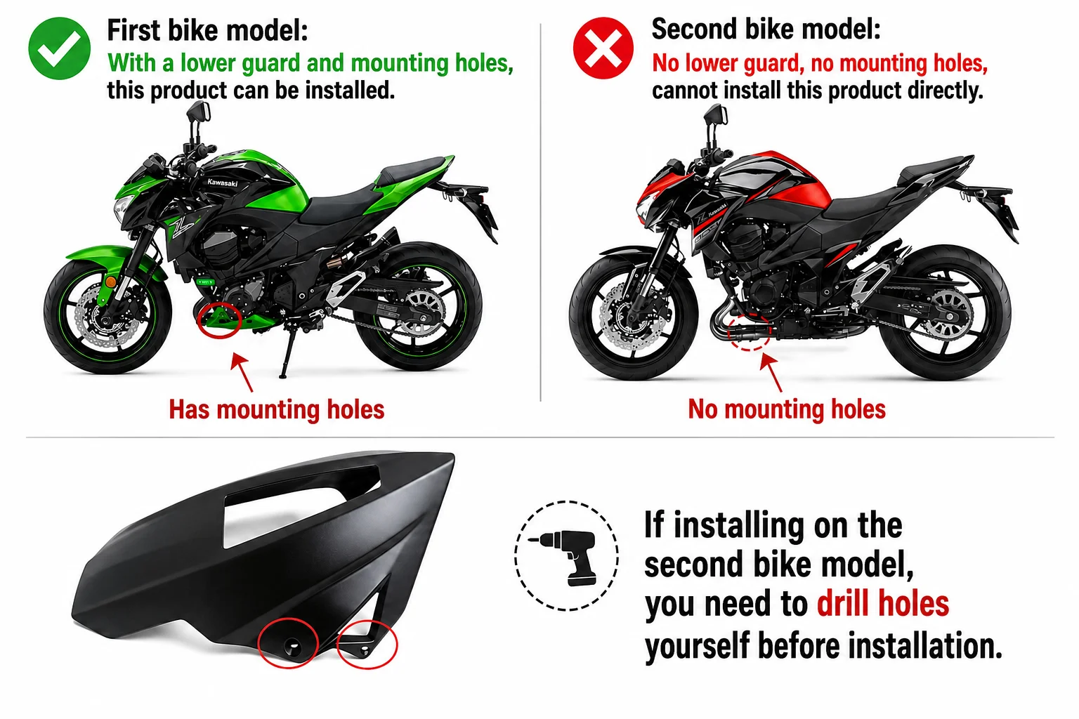 Fit for Kawasaki Z800 2013 - 2018 Z 800 Motorcycle Lower Fairing Belly Bodywork Panel Fairing Part