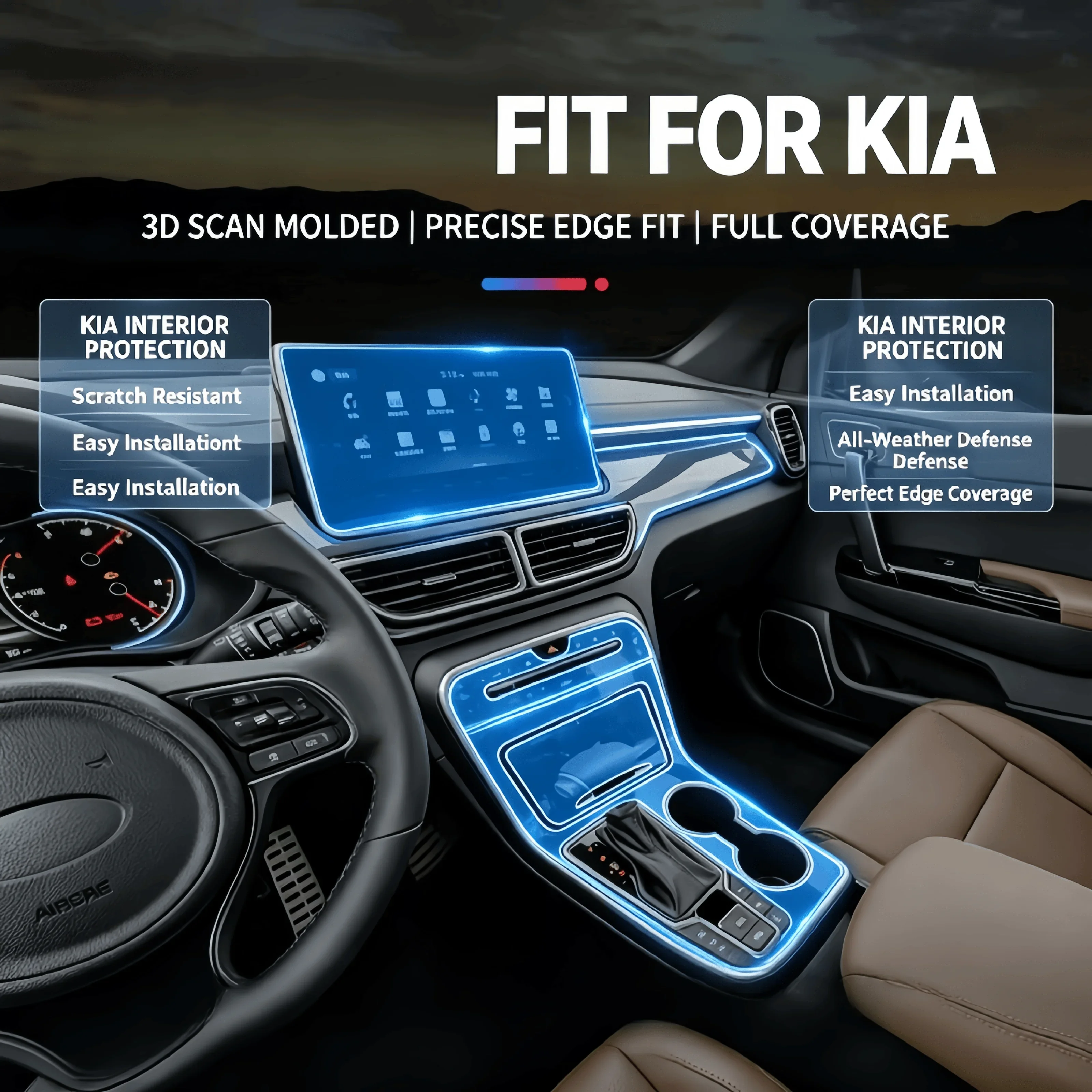 For 2020 Kia KX5 interior protection film navigation film screen film center console film modification
