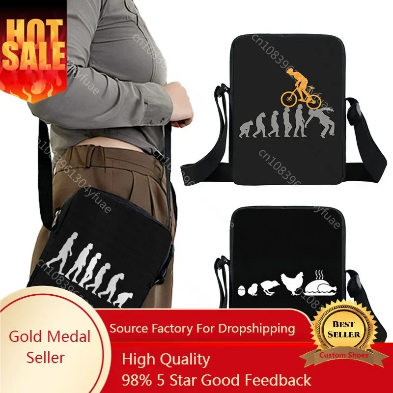 

Funny Human Evolution Print Crossbody Bags Evolution of Man Shoulder Bag Portable Messenger Bags Teenager Book Bag Phone Holder