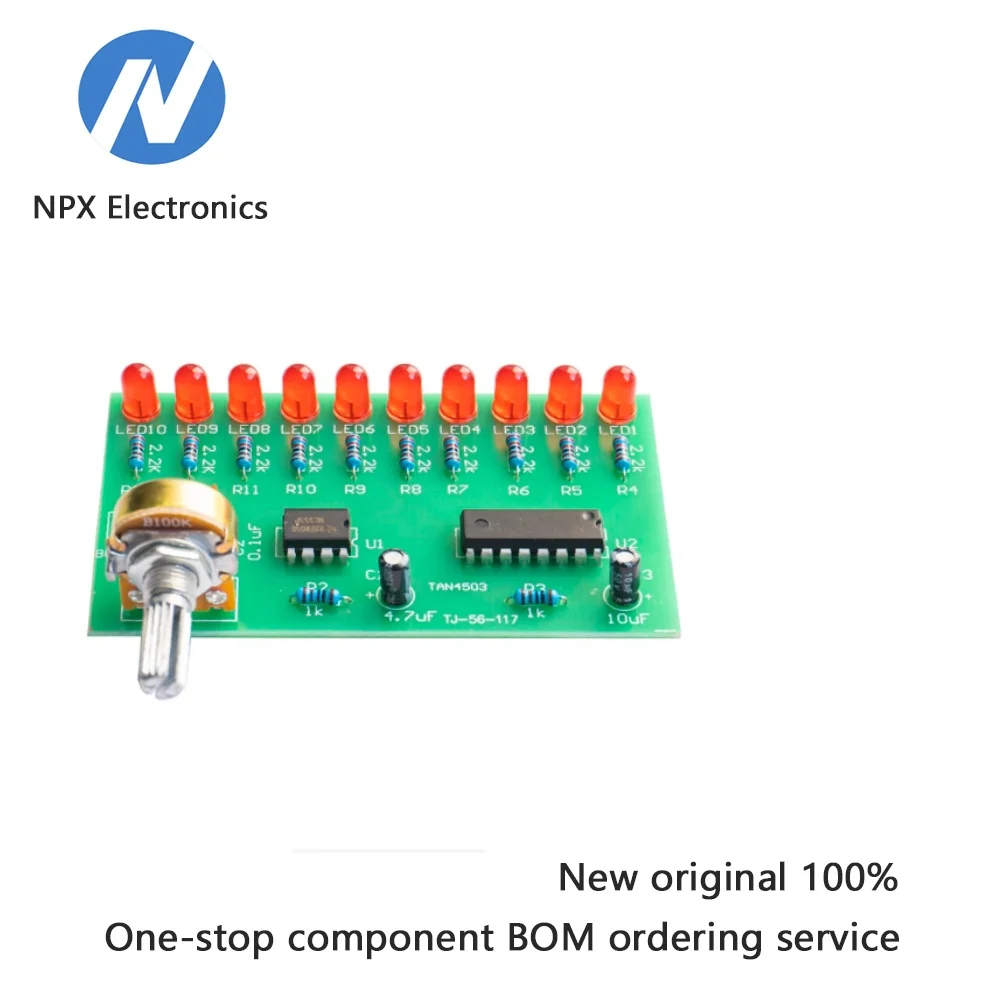 NE555 + CD4017 Placa de circuito de soldagem de luz de fluxo DIY Kit de fabricação eletrônica