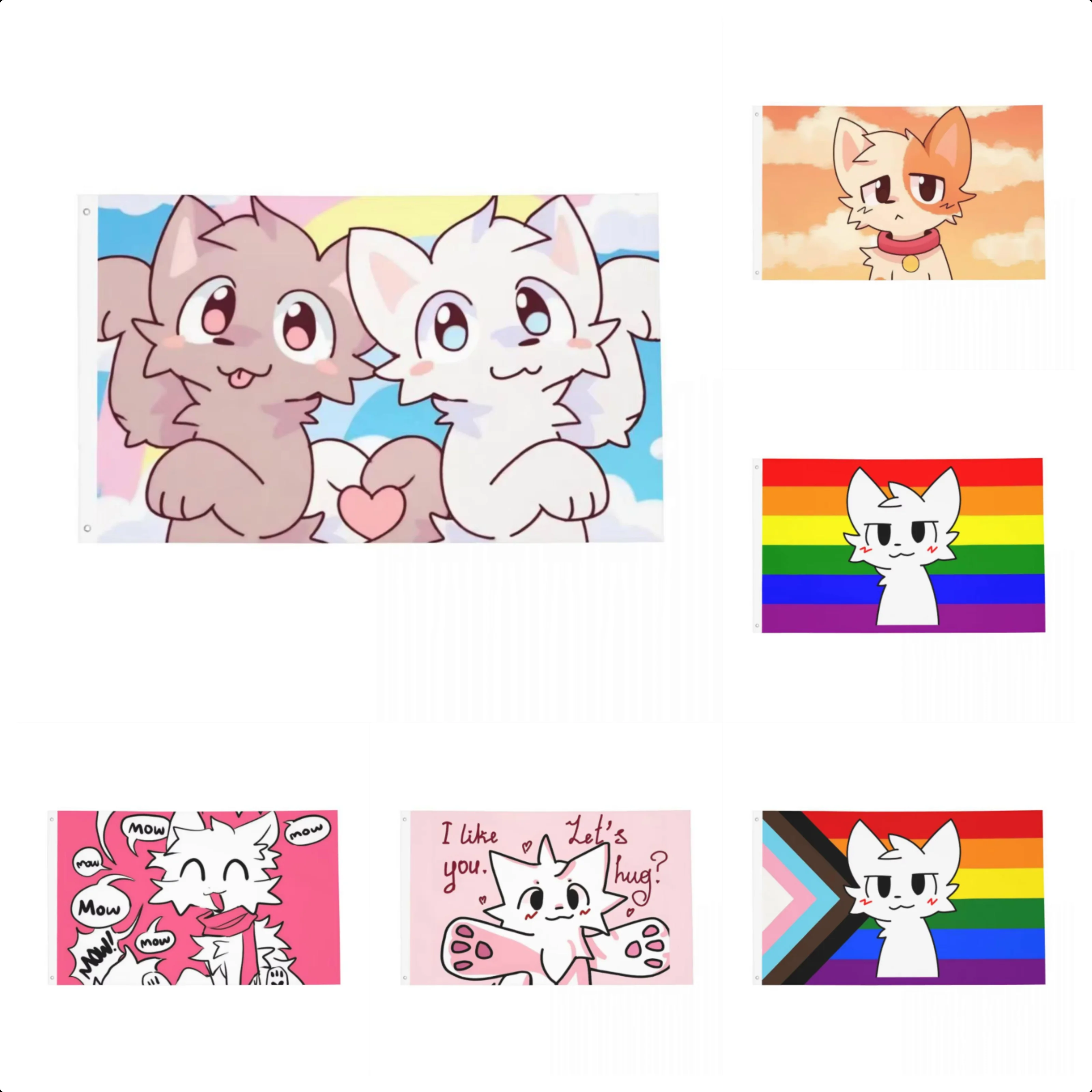 Boykisser Silly Cat Flag Outdoor Banner Polyester Furry Decoration Vivid Color 2x3 3x5 4x6 5x8 FT Flags