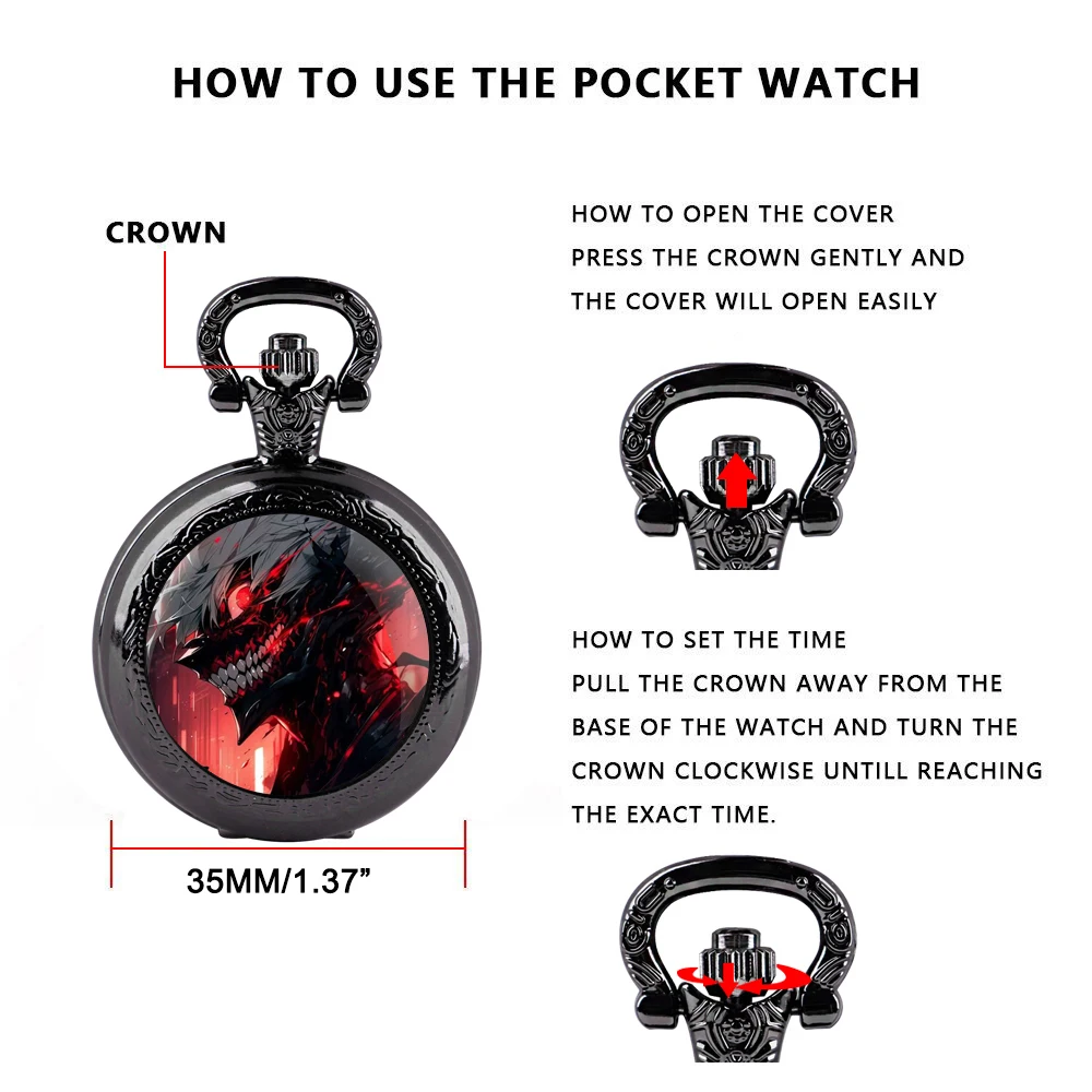 Anime Tokyo Ghoul Ken Kaneki Manga Quartz Pocket Watch for Women Men Necklace Unique Pendant Clock Chain Watch Gift Accessories