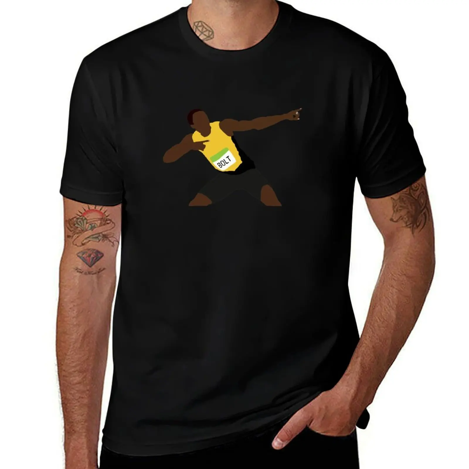 

Cartoon Usain Bolt T-Shirt funny t shirts cotton cotton t shirts man 100% T-Shirt