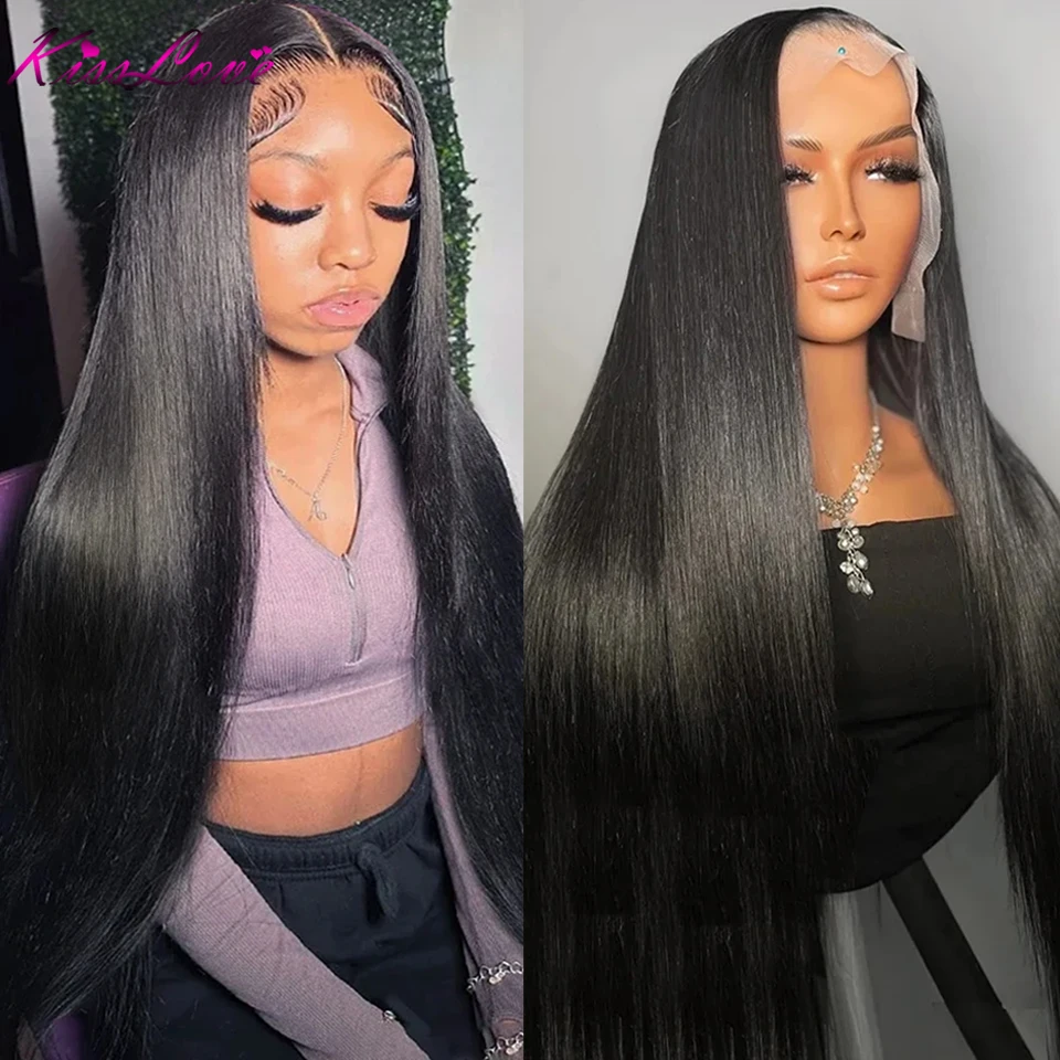 Perruque Lace Closure Wig naturelle, cheveux lisses, 5x5, 13x4, 13x6, Full HD, pre-plucked, transparente 360