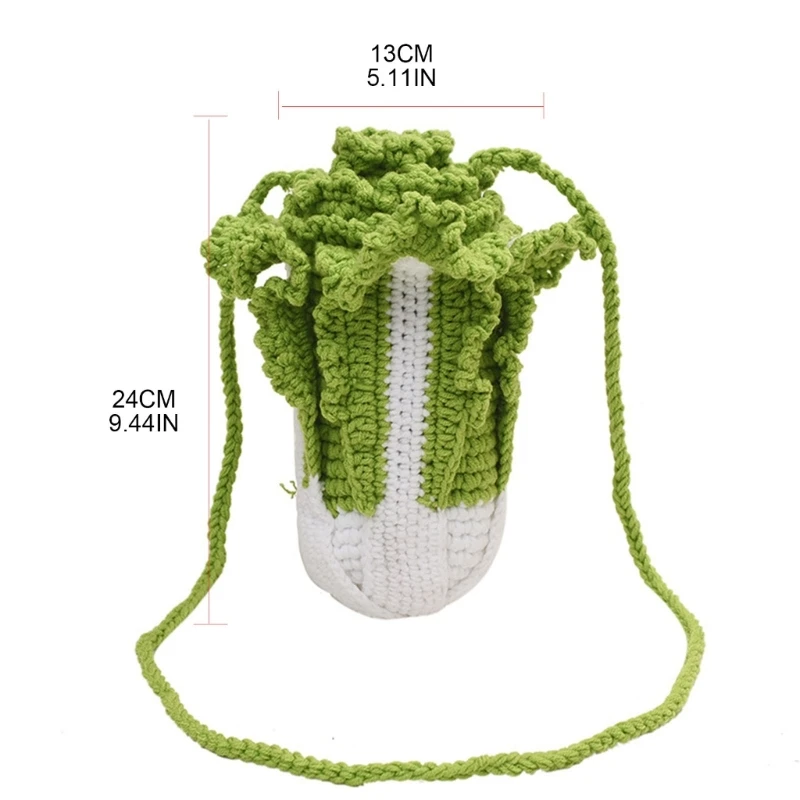 Funny Knit Cabbage Bucket Handbag Women Spring Summer Crossbody Phone Bag Female Girls Casual Small Tote Shopping Shoudler Bag