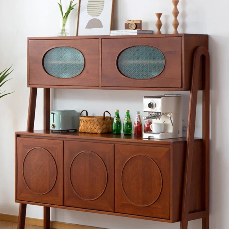 All solid wood dining side cabinet, cherry wood upturn door, tea cabinet, teak wine cabinet, household against the wall