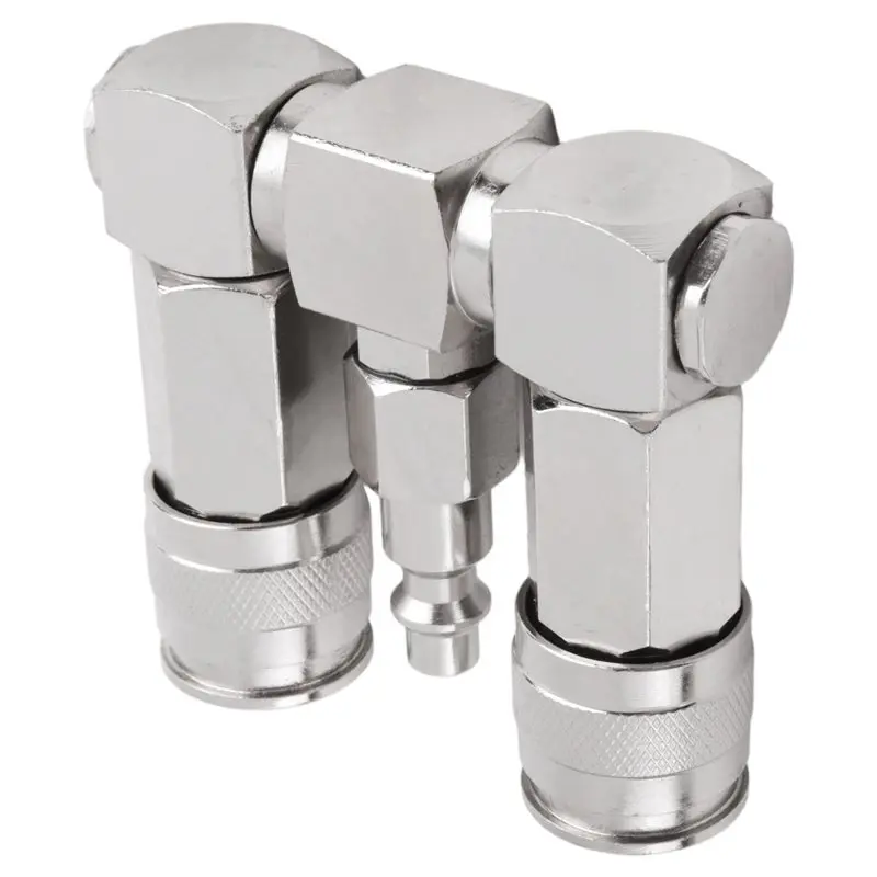 [A92P!】 Air Hose Connector 2 Way Air Hose Splitter 1/4 In Air Compressor Fittings Swivel 360 Degrees Connectors Replacement