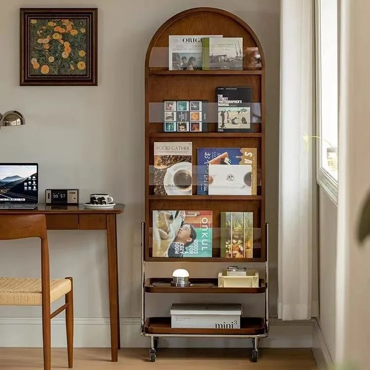 Nordic rotating full-length mirror, object mirro, full-length mirrr, movable solid wood floor vanity miror, storage magazine